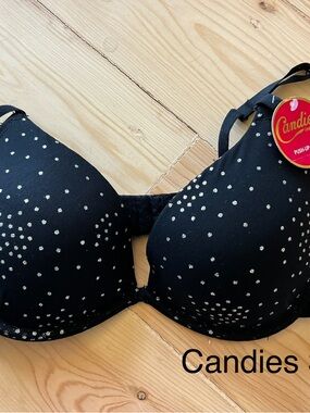 Candie's Black Bra with Silver Polka Sparkle